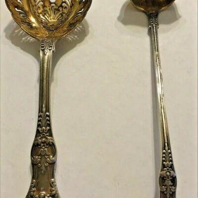 ME1014 STERLING SILVER TIFFANY PAIR OF GOLD TONE SLOTTED SPOONS AND LADLE	https://www.ebay.com/itm/124814876318
