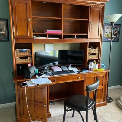 We had to grab a photo while we could - sorry for the clutter on the desk!  Super Nice Desk and Hutch from Stanley above it - perfect for...
