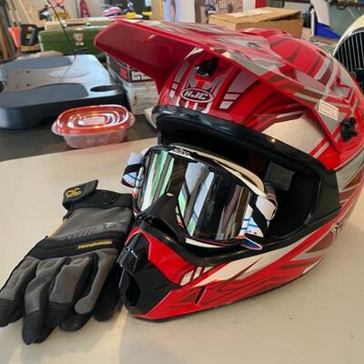 HJC Junior Motorcycle Helmet, Goggles & Gloves