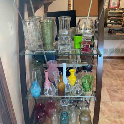 Glass Top 4-Tier Metal Shelf - 60"H x 30"W x 17"D - $75