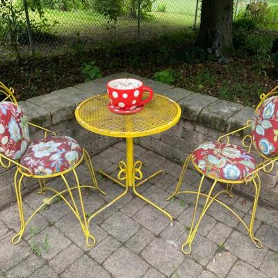 Yellow Wrought Iron Bistro Set