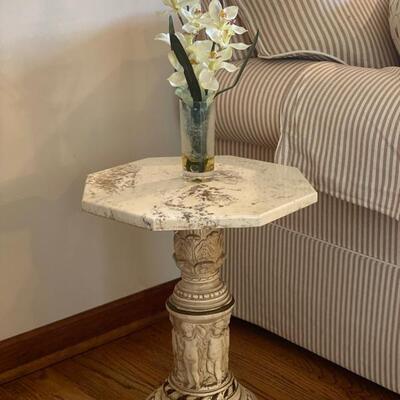 Marble Accent Pedestal Table