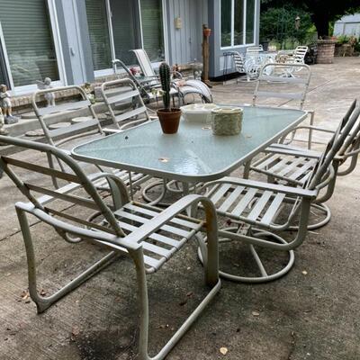 7PC Outdoor Dining Glass Top Table & Chairs