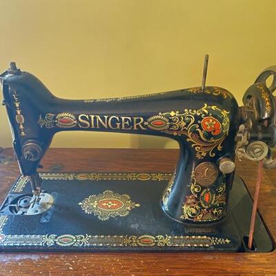 Antique Singer 66 Red Eye Sewing Machine & 7-Drawer Treadle Cabinet- 31