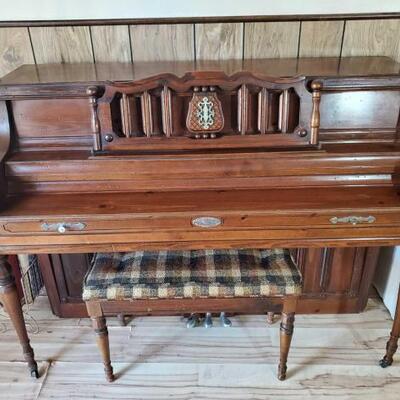 #2052 • Wurlitzer Piano with Seat and Music
