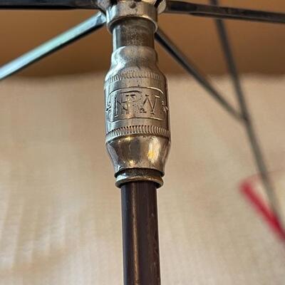Antique parasol umbrella frame with Sterling Silver handle