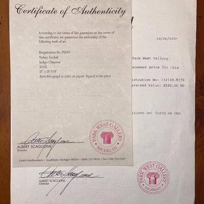Signed â€œIndigo Chapeauâ€ Seriolithograph in color on wove paper, by Itzchak Tarkay w/ COA