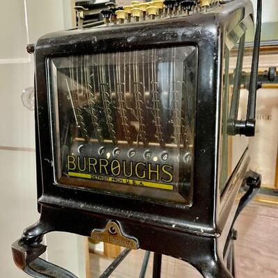 1920s Burroughs Adding Machine with Original Stand