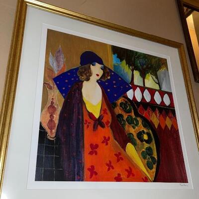 Signed â€œIndigo Chapeauâ€ Seriolithograph in color on wove paper, by Itzchak Tarkay w/ COA