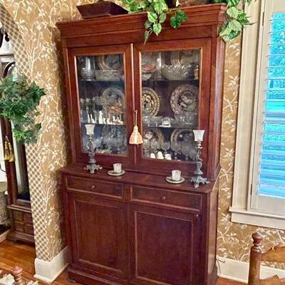 Antique Glass-front Display Cabinet / Hutch