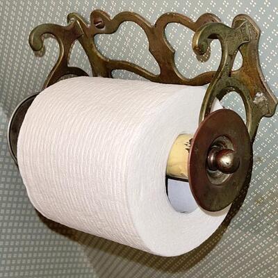 Antique brass toilet paper holder 