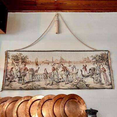Antique hanging wall tapestry 