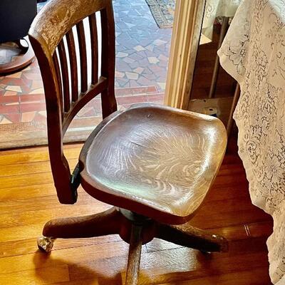Antique wooden Sikes bankerâ€™s chair