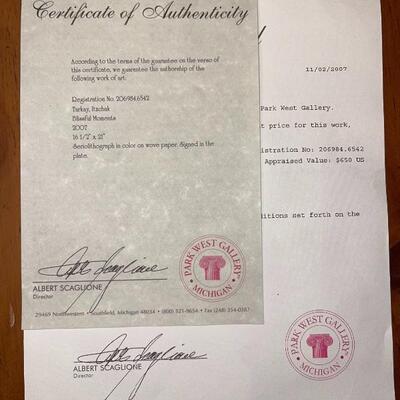 Signed â€œBlissful Momentsâ€ Seriolithograph in color on wove paper, by Itzchak Tarkay w/ COA