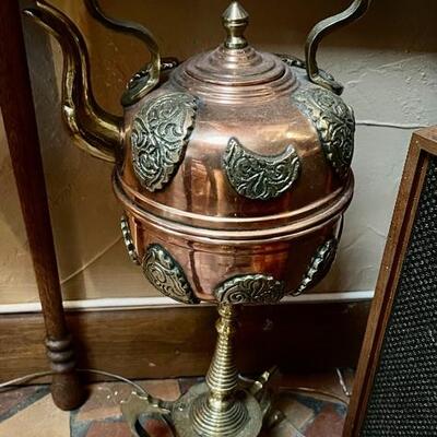 Unique copper and brass tea kettle