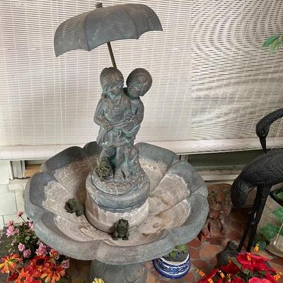 Bird bath “raining” fountain