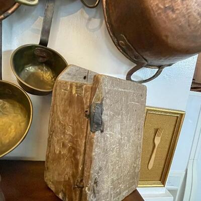 Primitive hinged wooden box