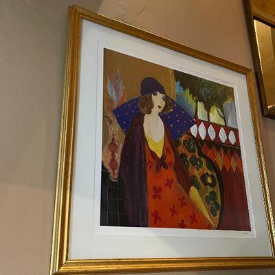 Signed â€œIndigo Chapeauâ€ Seriolithograph in color on wove paper, by Itzchak Tarkay w/ COA