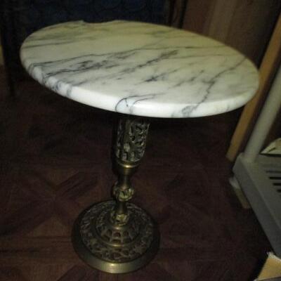 Marble top Brass Accent Table 