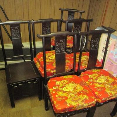 Asian Inspired Chairs With Cushions 6 Chairs  