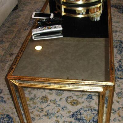 GOLD AND GLASS COFFEE TABLE   BUY IT NOW $ 65.00