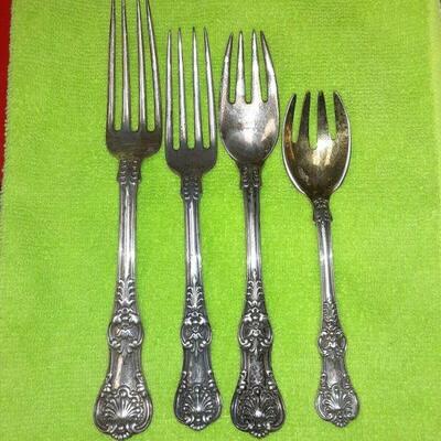 https://www.ebay.com/itm/124815126925	ME3081 USED TIFFANY & CO. LOT OF FOUR STERLING SILVER FORKS KING PATTERN
