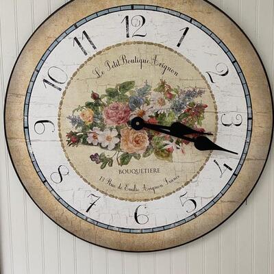 Large floral wall clock