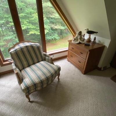 Upholstered chair with horizontal file cabinet