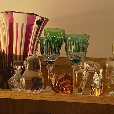 Close up of St Louis art glass collection