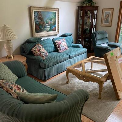 Ethan Allen couch, loveseat and glass top coffee table