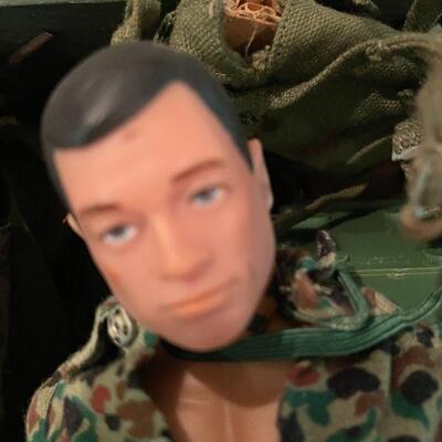 EARLY PAINTED HAIR GI JOE WITH FOOTLOCKER AND ACCESSORIES. BUY IT NOW $100