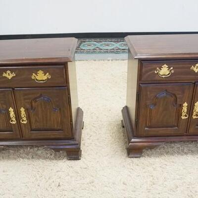 1128	PAIR OF HARDEN NIGHTSTANDS, BOTH HAVE FINISH WEAR ON TOP. 26 IN X WIDE X 28 IN HIGH X 16 IN DEEP
