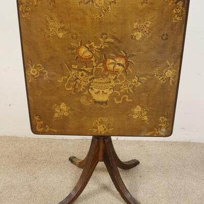 1148	TILT TOP TABLE WITH FLORAL AND URN INLAID TOP. 27 IN SQUARE X 27 1/2 IN HIGH
