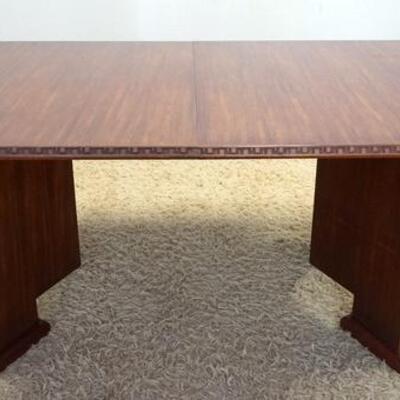 1158	FRANK LLOYD WRIGHT HERITAGE HENERDON TALIESIN EDGE MAHOGANY EXTENSION DINING TABLE WITH 2 LEAVES
