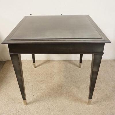 1059	SQUARE LAMP TABLE, HAS NICKLE PLATED FEET, SOME DISCOLORATION ON THE TOP, 30 IN SQUARE X 29 IN HIGH
