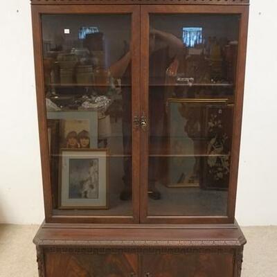 1187	CHIPENDATLE STYLE CHINA CABINET, FINISH WEAR. 40 IN X 21 IN X 78 IN HIGH
