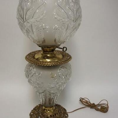 1067	REGAL IRIS GONE WITH THE WIND LAMP, FROSTED CLEAR GLASS, ELECTRIFIED, 25 1/2 IN HIGH
