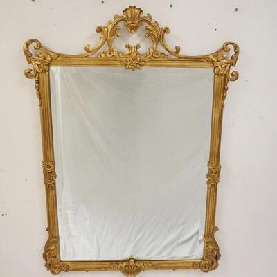 1103	LABARGE LARGE GILT MIRROR W/ BEVELLED GLASS. 37 IN X 53 IN 
