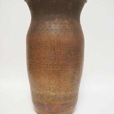 1106	HAMMERED COPPER FLOOR VASE, 20 IN H , ROLLED PIN
