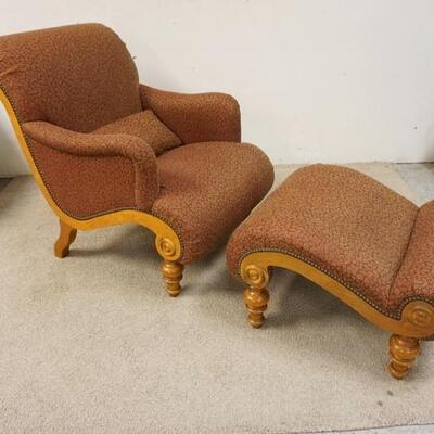 1182	UPHOLSTERED EHTAN ALLEN CURVED CHAIR AND STOOL
