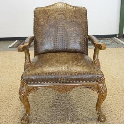 1036	TRUMP CARVED ARM CHAIR, FAUX ALLIGATOR, 28 IN WIDE X 40 IN HIGH
