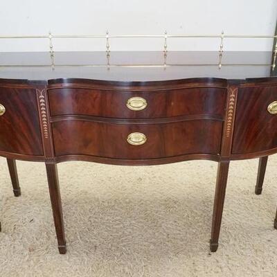1173	HARDEN SIDEBOARD WITH BRASS GALLERY TOP AND BELLFLOWER INLAID LEGS. 66 IN X 24 IN X 41 IN HIGH
