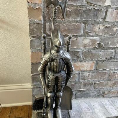 Soldâ€”metal Knight fireplace tools set