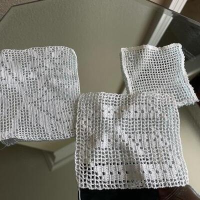 3 crocheted squares