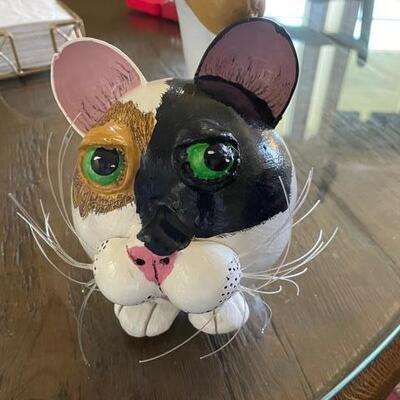 Soldâ€”Painted Gourd -- Calico Cat 11"L x 7.25"H x 5.5"W