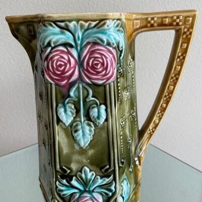 Sold. French Art Nouveau pitcher w/roses
