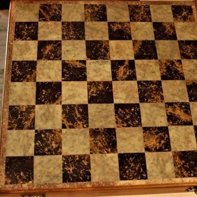 Marble board and chess pieces make a grand statement. 