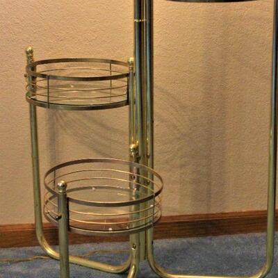 Mid-Century Brass Lamp with plant stands 