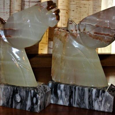 Stunning set of marble equestrian bookends.