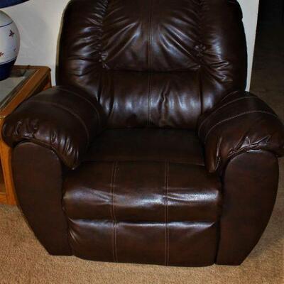 Oversized leather recliner is nice and comfortable.